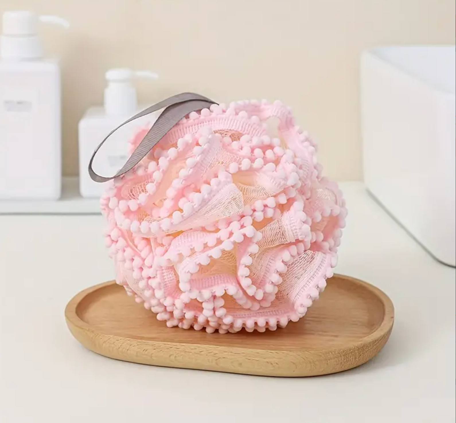 Large Exfoliating Pink Bath Loofah Sponge