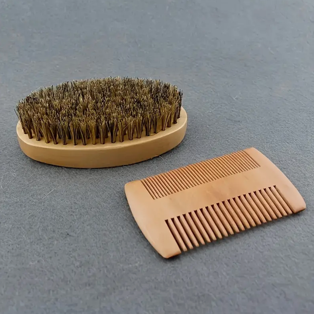 Men's Beard Brush & Comb Set